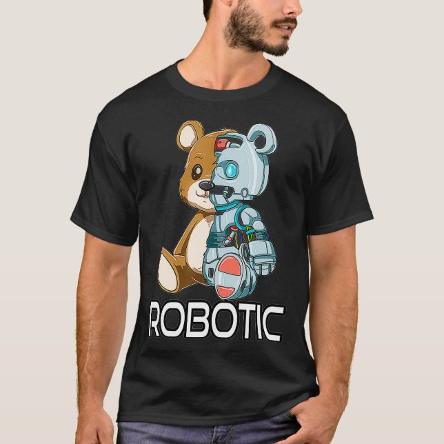 Camiseta Funny Bear Robot Robotic Cuddling Cyborg  (Frente)