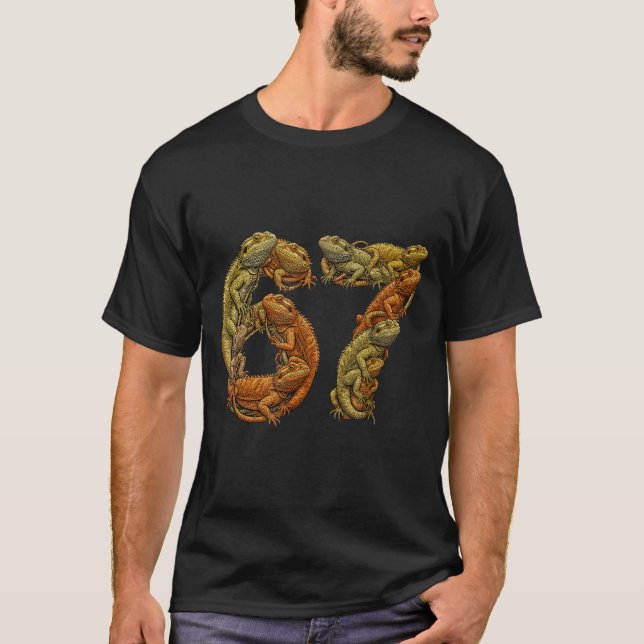 Camiseta Funny Bearded Dragon 6 7 Meme Six Seven Beardzilla (Frente)