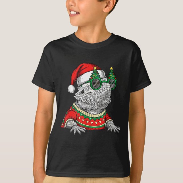 Camiseta Funny Bearded Dragon Santa Hat Christmas  (Frente)