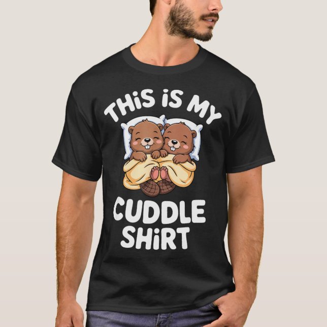 Camiseta Funny Beaver Couple This Is My Cuddle  (Frente)