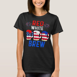 Camiseta Funny Beer America Patriotic Red Break Flag S