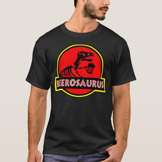 Camiseta Funny BeeroSaurus Dinosaur Beer Drinker Lover Gift (Frente)