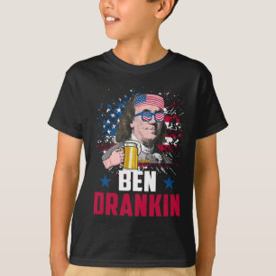 Camiseta Funny Ben Drankin 4 De Julho Dos Eua Bandeira Home