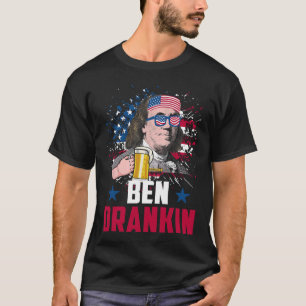 Camiseta Funny Ben Drankin 4 De Julho Dos Eua Bandeira Home