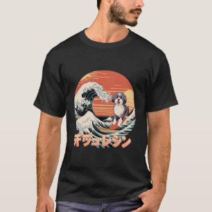 Camiseta Funny Bernedoodle Dog Japonês Onda Kanagawa