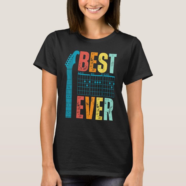 Camiseta funny best guitar dad ever guitar chords for guita (Frente)