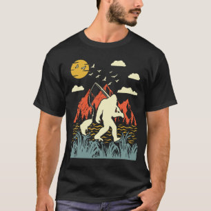 Camiseta Funny Bigfoot pescando ao ar livre