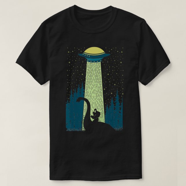 Camiseta Funny Bigfoot Riding Loch Ness Monster Nessie Sasq (Frente do Design)