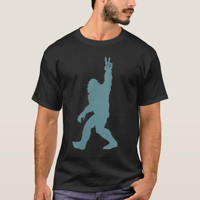 Camiseta Funny Bigfoot Sasquatch Peace Sign Big Foot Squatc (Frente)