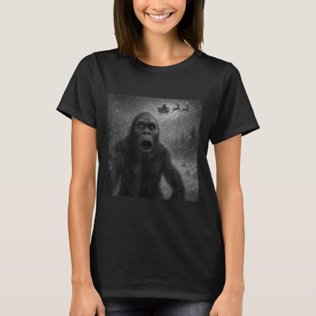 Camiseta Funny Bigfoot Sasquatch Selfie Santa Claus Xmas Ch (Frente)