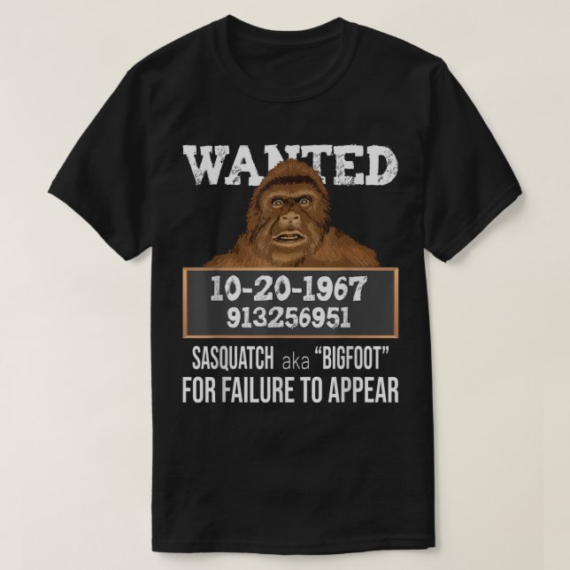 Camiseta Funny Bigfoot Wanted Poster Design (Frente do Design)