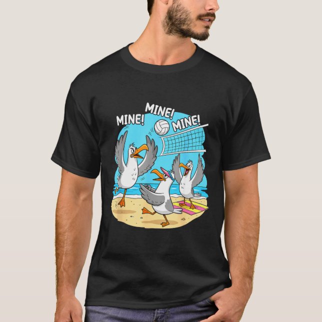 Camiseta Funny Bird Playing Volleyball Mine Game Day Vibes  (Frente)