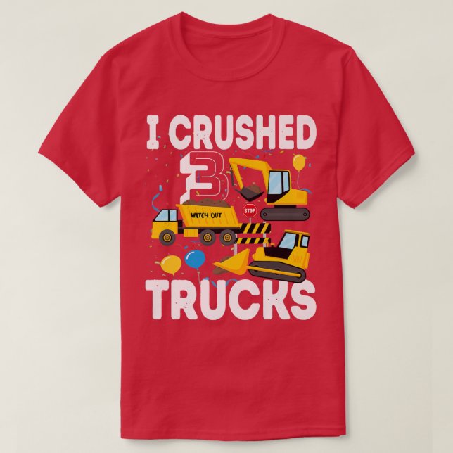 Camiseta Funny Birthday Boy 3 Party Balloons Construction T (Frente do Design)