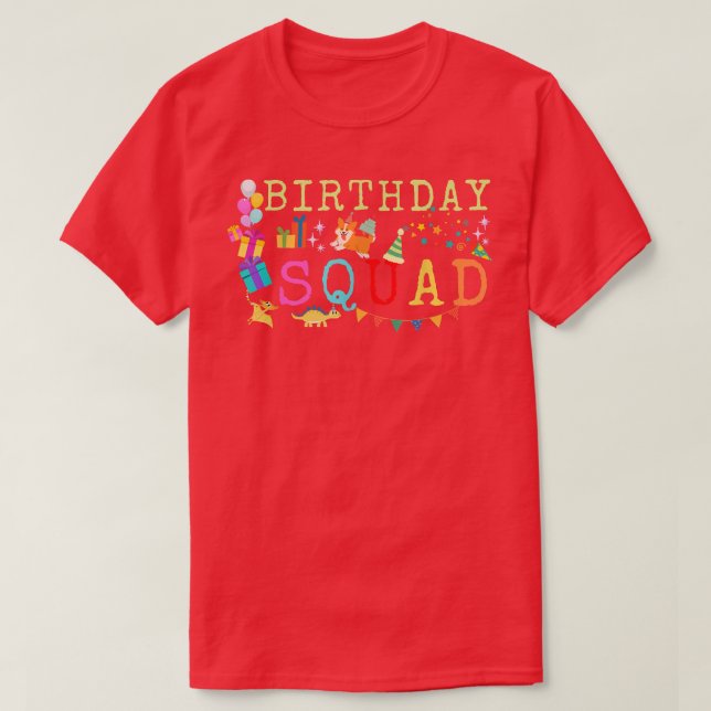 Camiseta Funny Birthday squad tee for boys and girls  (Frente do Design)