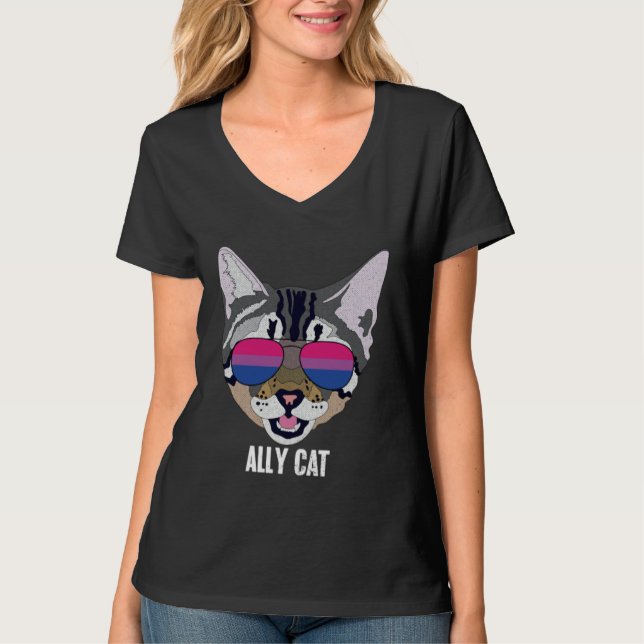 Camiseta Funny Bisexual Ally Cat Bi Pride Cat Lover (Frente)