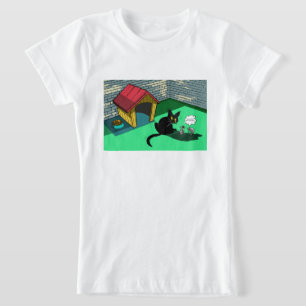 Camiseta Funny Black Cat and Clever Mice Retro Cartoon Kid