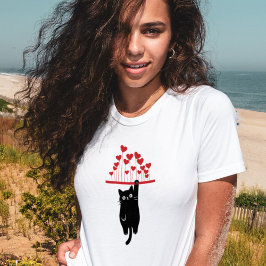 Camiseta Funny Black Cat Hanging Out Valentine's Day