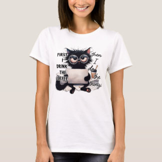 CAMISETA FUNNY BLACK CAT ON THE COMPUTER