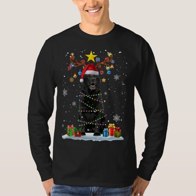Camiseta Funny Black Lab Cachorro de Natal Reindet de Natal (Frente)