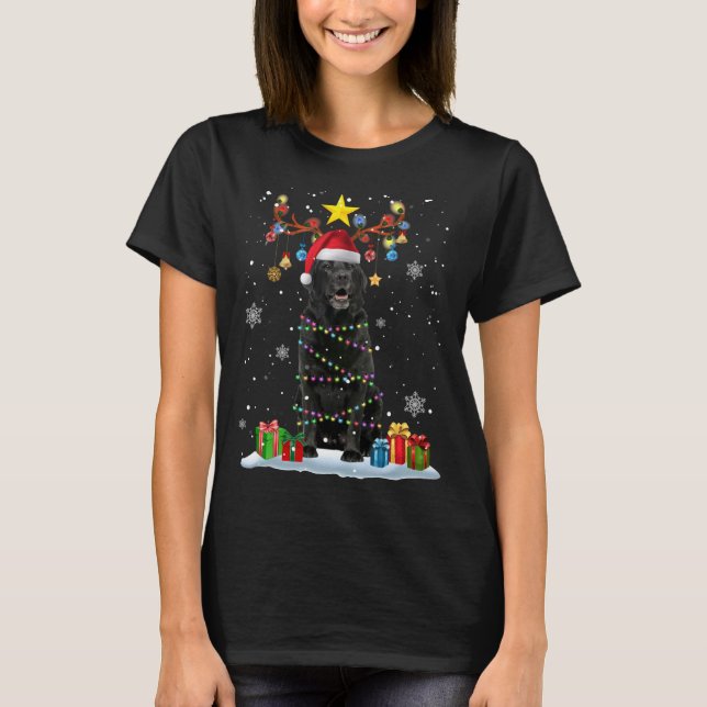 Camiseta Funny Black Lab Cachorro de Natal Reindet de Natal (Frente)