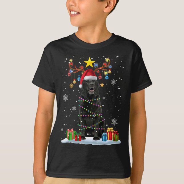 Camiseta Funny Black Lab Cachorro de Natal Reindet de Natal (Frente)
