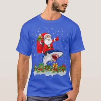 Camiseta Funny Blue Shark Lover Santa Riding Blue Shark Chr
