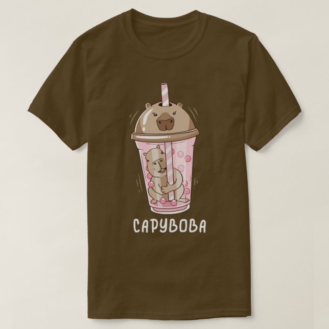 Camiseta Funny Boba Tea Capybara Bubble milk Tea Kawaii (Frente do Design)