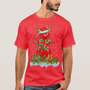 Camiseta Funny Bocce Ball Snowman Xmas Lights Bocce Natal
