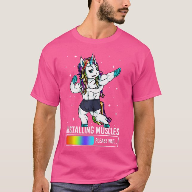 Camiseta Funny Bodybuilding Unicorn Gym Workout Weightlifti (Frente)