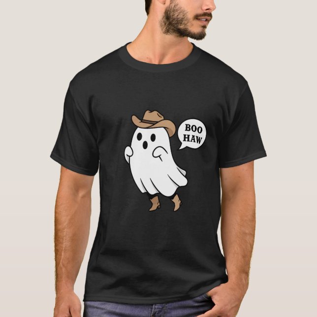 Camiseta Funny "Boo Haw" Cute Cowboy Ghost Pun (Frente)