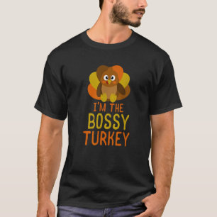 Camiseta Funny Bossy Turkey Family Matando Ação de Graças