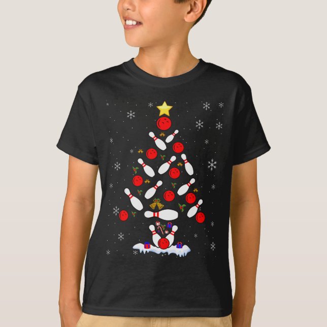 Camiseta Funny Bowling Christmas Tree Lights Xmas For Men W (Frente)