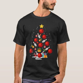 Camiseta Funny Bowling Christmas Tree Lights Xmas Gifts For