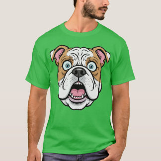 Camiseta Funny British Bulldog Surprised Face Epression Ado