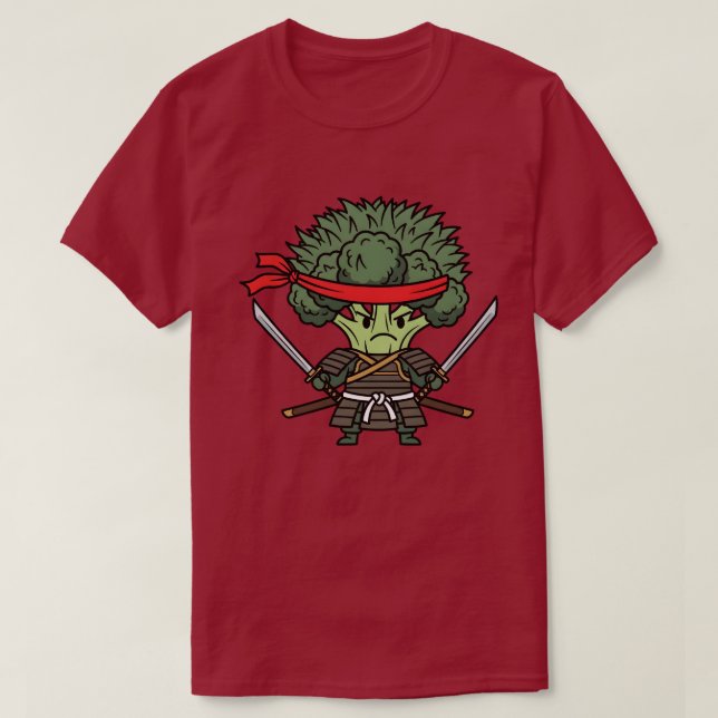 Camiseta Funny Broccoli Samurai Warrior Japanese Art Illust (Frente do Design)