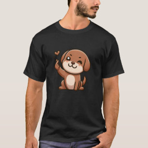 Camiseta Funny Brown Labrador Dedo Coração K pop Coreano