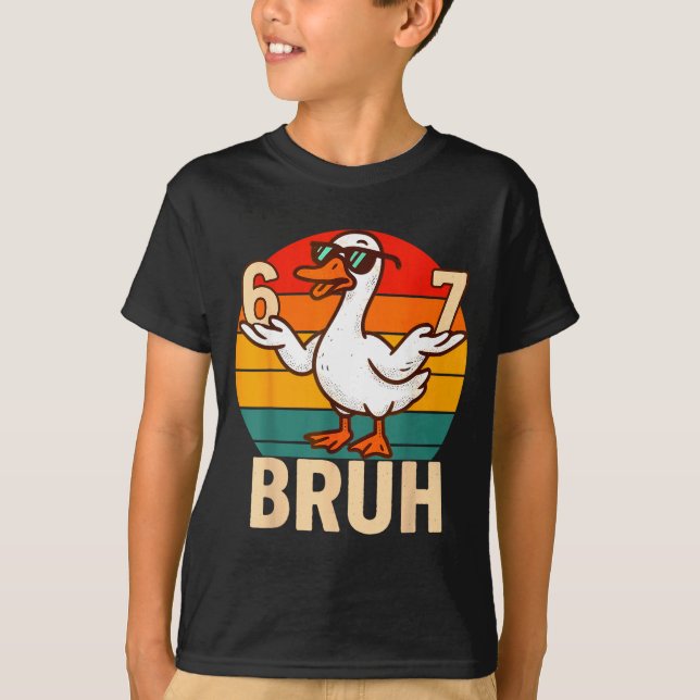 Camiseta Funny Bruh Retro Duck 6 7 Meme Kids Teen Boys  (Frente)