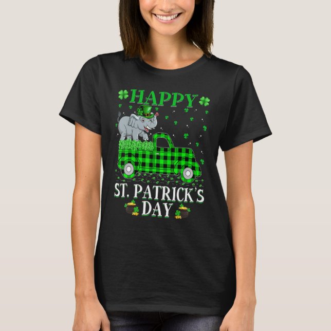 Camiseta Funny Buffalo Xadrez Green Truck Elephant Rua Patr (Frente)