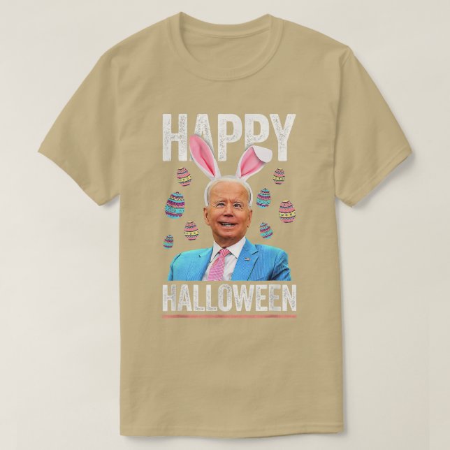 Camiseta Funny Bunny Eggs Biden Happy Halloween Day For Eas (Frente do Design)