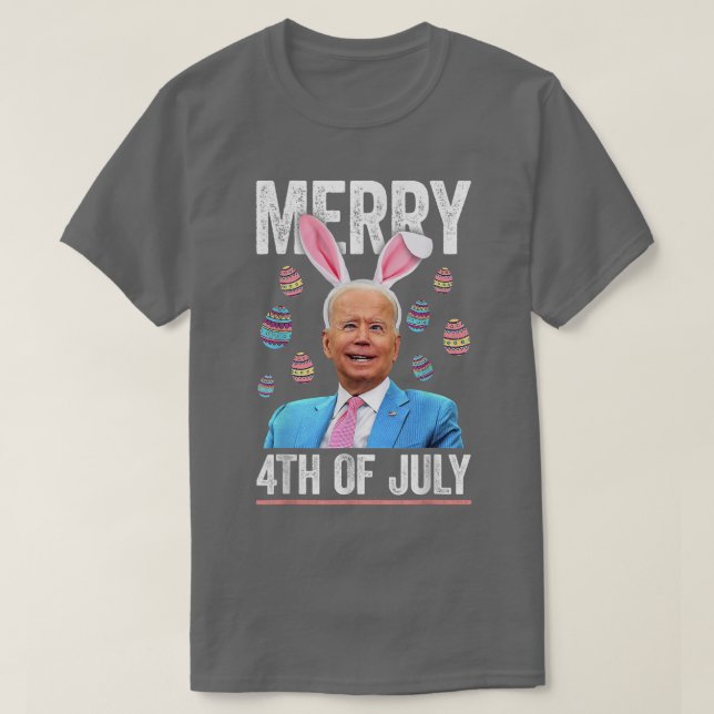 Camiseta Funny Bunny Joe Biden 4th Of July Happy Easter Day (Frente do Design)