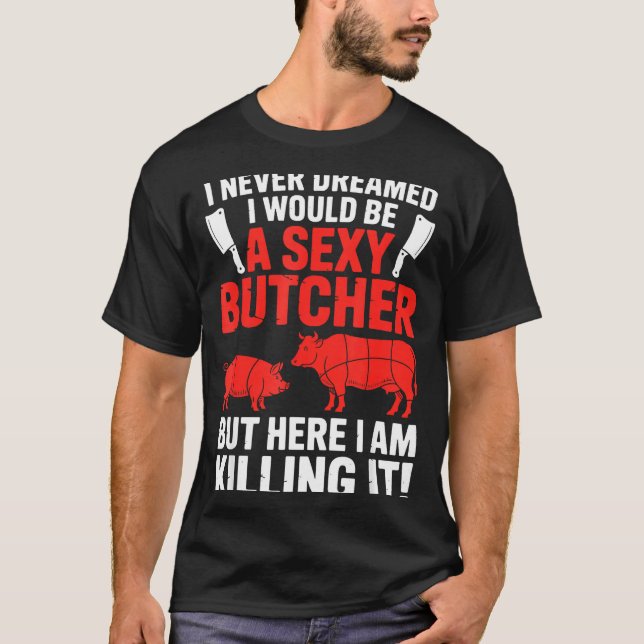 Camiseta Funny Butcher Design For Men Women Butchery Meat B (Frente)