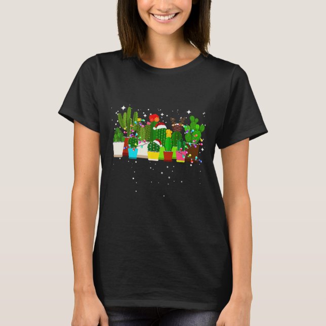 Camiseta Funny Cactus Christmas Tree  (Frente)