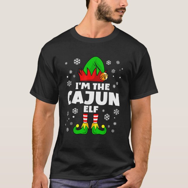 Camiseta Funny Cajun Elf Family Matching Group Happy Christ (Frente)