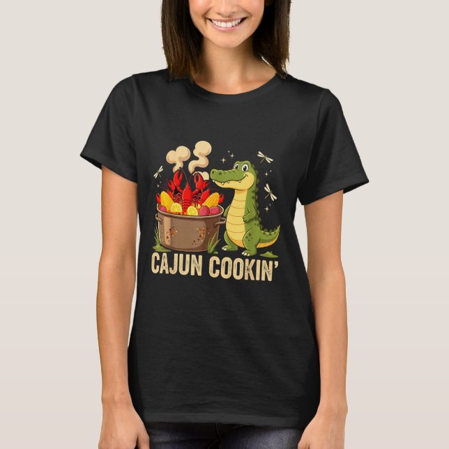 Camiseta Funny Cajun Louisiana Boil Alligator Crawfish Mard (Frente)