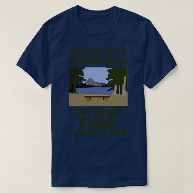 Camiseta Funny Camping Morning Wood (Frente do Design)