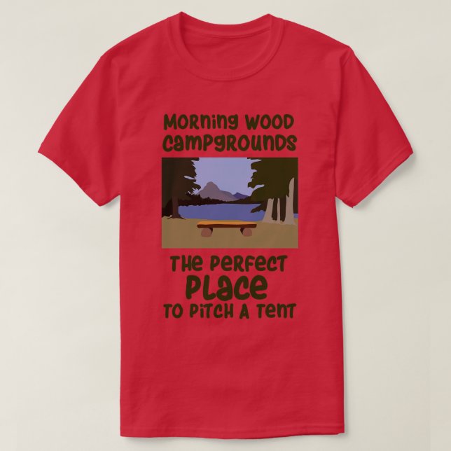 Camiseta Funny Camping Morning Wood (Frente do Design)