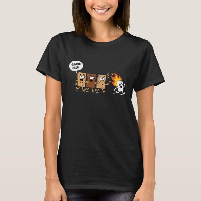 Camiseta Funny Camping S'mores Group Hug Cute Marshmallow C (Frente)