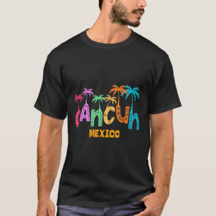 Camiseta Funny Cancun Mexico Palm Tree Colorir Tipografia