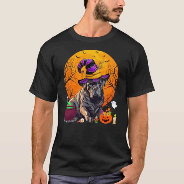Camiseta Funny Cane Corso Dog Witch Halloween Dog Lover (Frente)