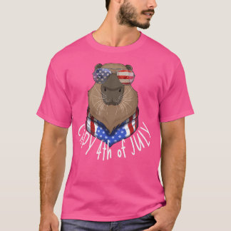 Camiseta Funny Capy 4 De Julho, Bandeira Americana Capybara